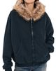 Acne Studios Acne Studios Faux Shearling Hooded Jacket Dark Navy - 1
