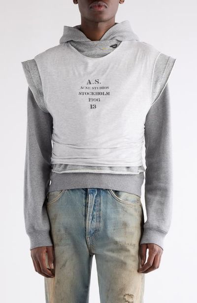Acne Studios Acne Studios Frederico Stencil Logo Layered Hooded Sweatshirt