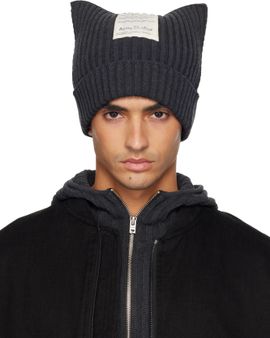 Acne Studios Acne Studios Gray Ribbed Square Beanie