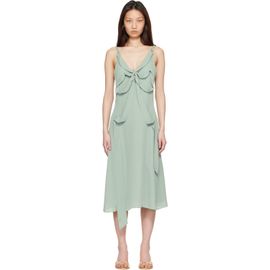 Acne Studios Acne Studios Green Bow Silk Midi Dress