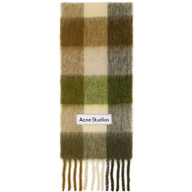 Acne Studios Acne Studios Green Check Wool Scarf