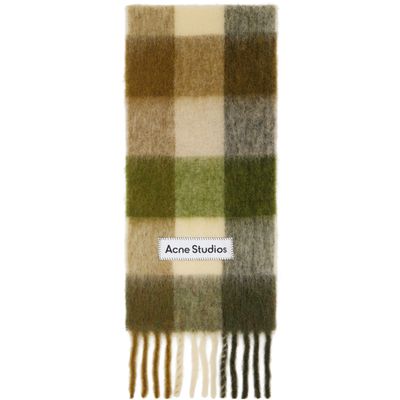 Acne Studios Acne Studios Green Check Wool Scarf