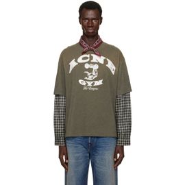 Acne Studios Acne Studios Khaki Layered Logo Long Sleeve T-shirt