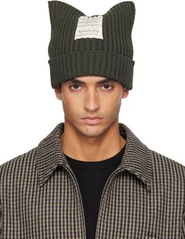Acne Studios Acne Studios Khaki Ribbed Square Beanie