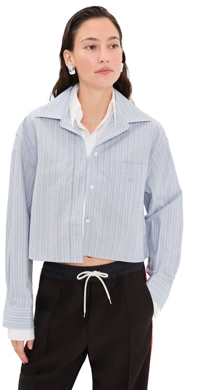 Acne Studios Acne Studios Layered Long Sleeve Button Up Shirt Blue/White
