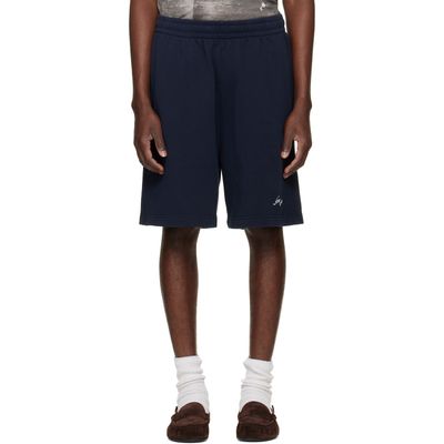 Acne Studios Acne Studios Navy Embroidered Logo Shorts