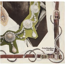 Acne Studios Acne Studios Off-White & Brown Printed Silk Scarf