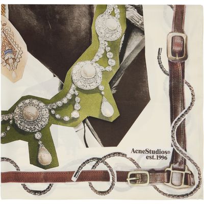 Acne Studios Acne Studios Off-White & Brown Printed Silk Scarf