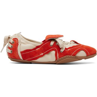 Acne Studios Acne Studios Off-White & Orange Suede Lace-Up Sneakers