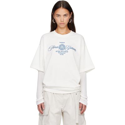Acne Studios Acne Studios Off-White Embroidered Long Sleeve T-shirt