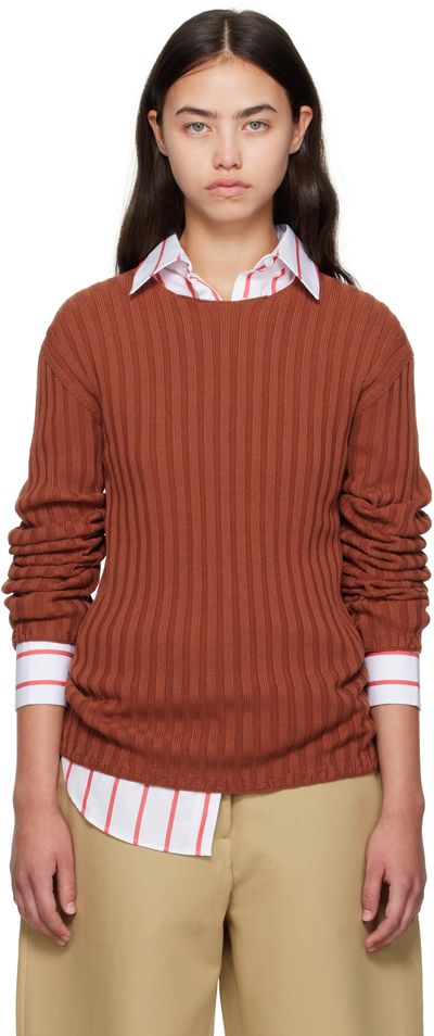 Acne Studios Acne Studios Orange Ribbed Crewneck Knit Sweater