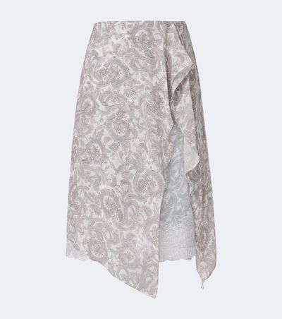 Acne Studios Acne Studios Paisley lace-trimmed silk crêpe midi skirt