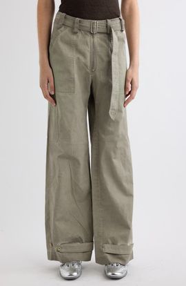 Acne Studios Acne Studios Parko Belted Cotton Stretch Gabardine Wide Leg Pants