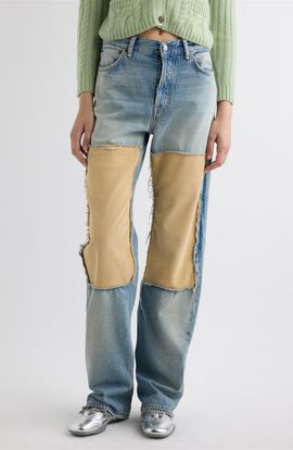 Acne Studios Acne Studios Pazer Suede Panel Straight Leg Jeans