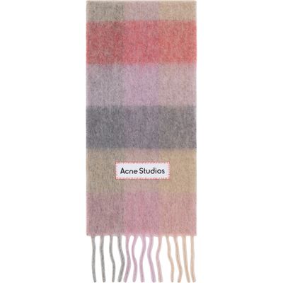 Acne Studios Acne Studios Pink & Grey Check Wool Scarf