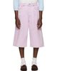 Acne Studios Acne Studios Pink Paint Splatter Denim Shorts - 1