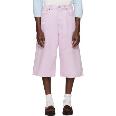 Acne Studios Acne Studios Pink Paint Splatter Denim Shorts