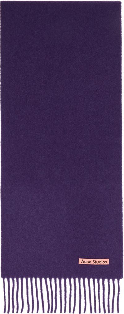 Acne Studios Acne Studios Purple Skinny Fringe Wool Scarf