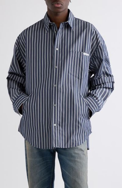 Acne Studios Acne Studios Satero Oversize Stripe Double Sleeve Poplin Button-Up Shirt