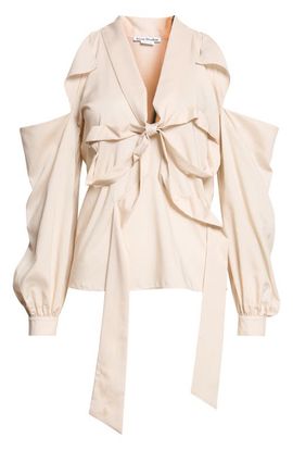 Acne Studios Acne Studios Senny Bow Fluid Cold Shoulder Top