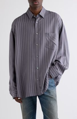 Acne Studios Acne Studios Soffia Striped Lyocell Button-Up Shirt