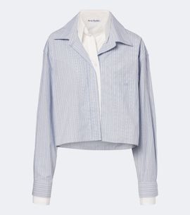 Acne Studios Acne Studios Striped cropped cotton poplin shirt