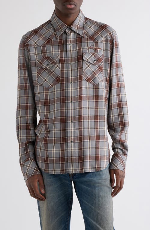 Acne Studios Acne Studios Surrow Embroidered Logo Plaid Flannel Western Shirt