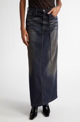 Acne Studios Acne Studios Talia Darkside Belted Denim Maxi Skirt