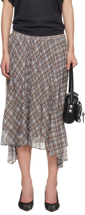 Acne Studios Acne Studios Tan Checked Maxi Skirt