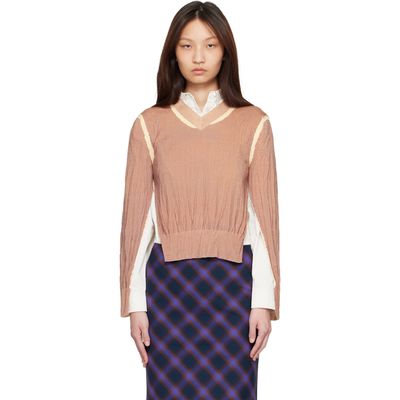 Acne Studios Acne Studios Tan Wrinkled V-Neck Sweater