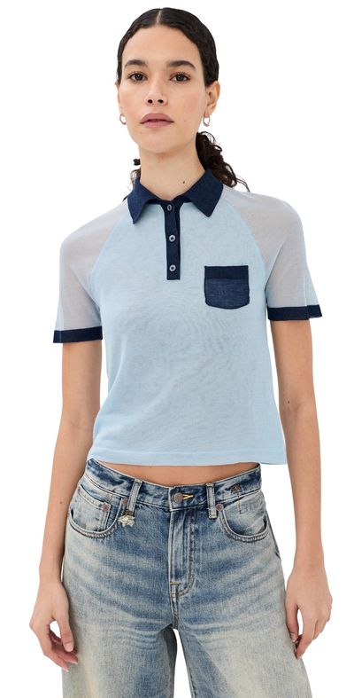 Acne Studios Acne Studios Transparent Polo Sweater Light Blue/Navy