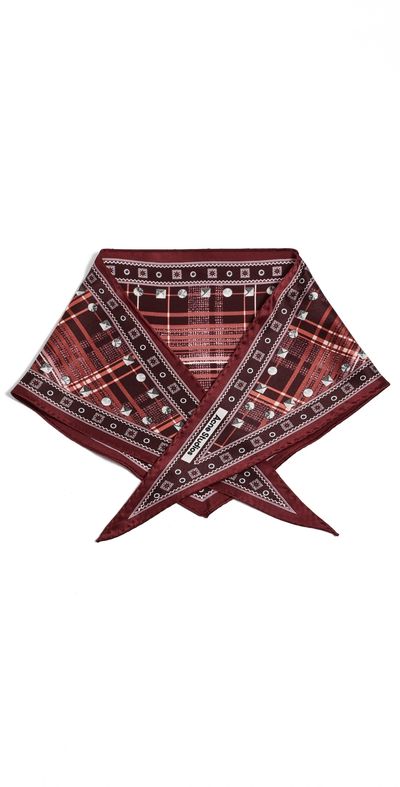 Acne Studios Acne Studios Volta Triangle Check Scarf Burgandy One