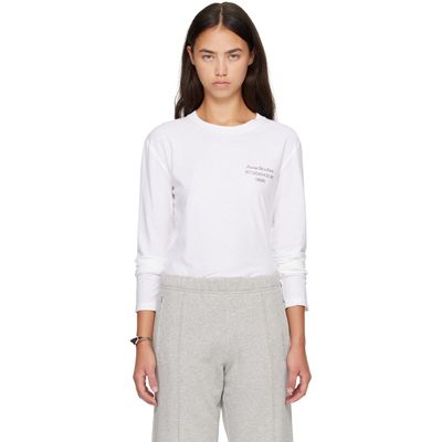 Acne Studios Acne Studios White Distressed Logo Long Sleeve T-shirt