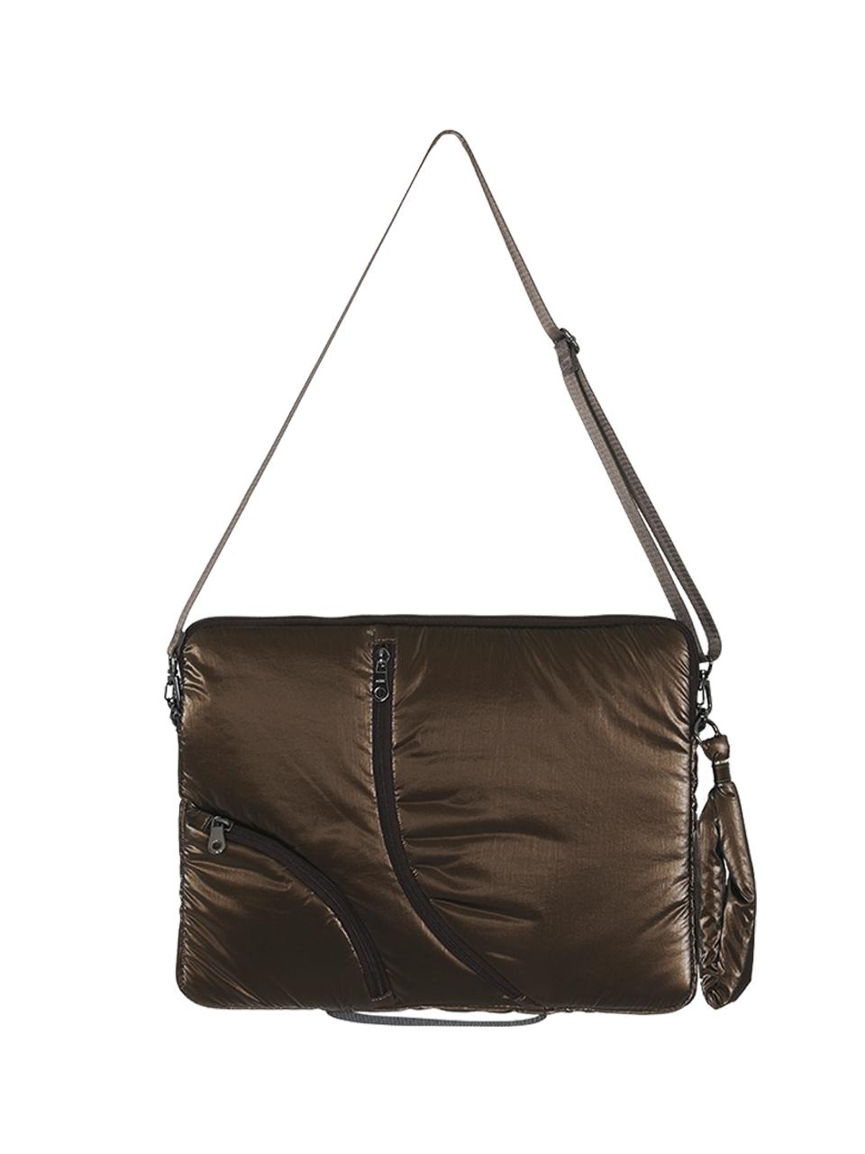 ACOC 13-inch Cushioned Detachable Strap Laptop Clutch [Brown]
