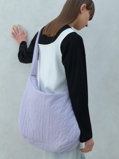 ACOC Quilted Vertical Pattern Adjustable Strap Cross Bag [Light Purple]