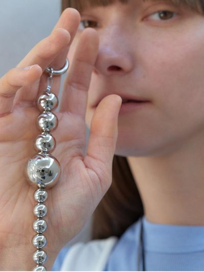 ACOC Sterling Polished Moon Ball Key Ring [Silver]