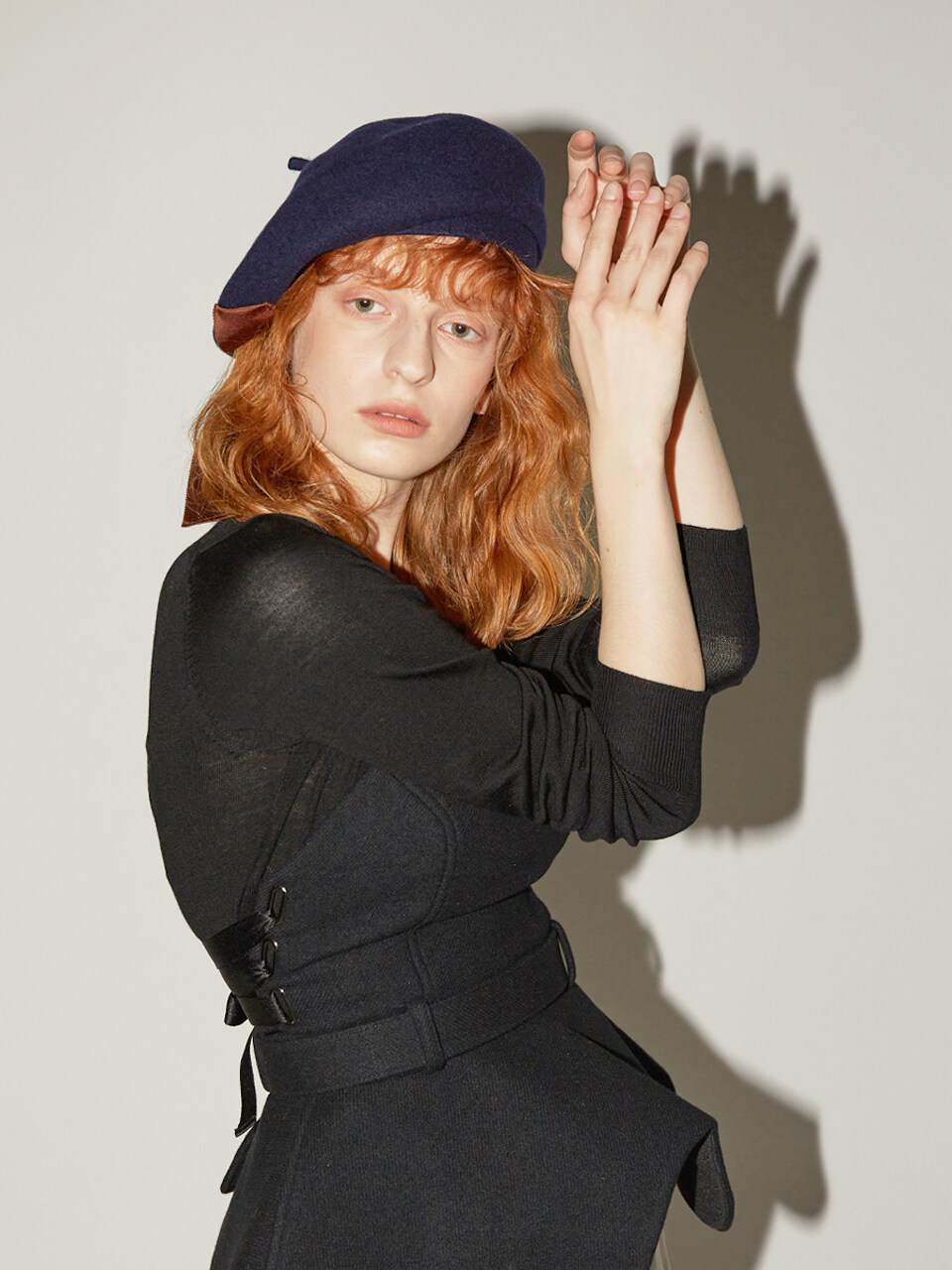 ACONTT Wool Jersey Ribbon Beret - NAVY