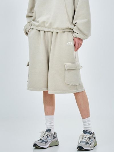 ACOVER Small Logo Relaxed Fit Cargo Half Pants [Beige]