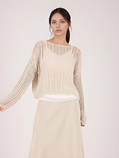 ACUD Cotton Mesh Knit Sweater [Ivory]