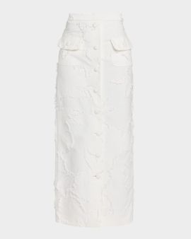 Adam Lippes Dakota Textured Crepe Button-Front Maxi Skirt
