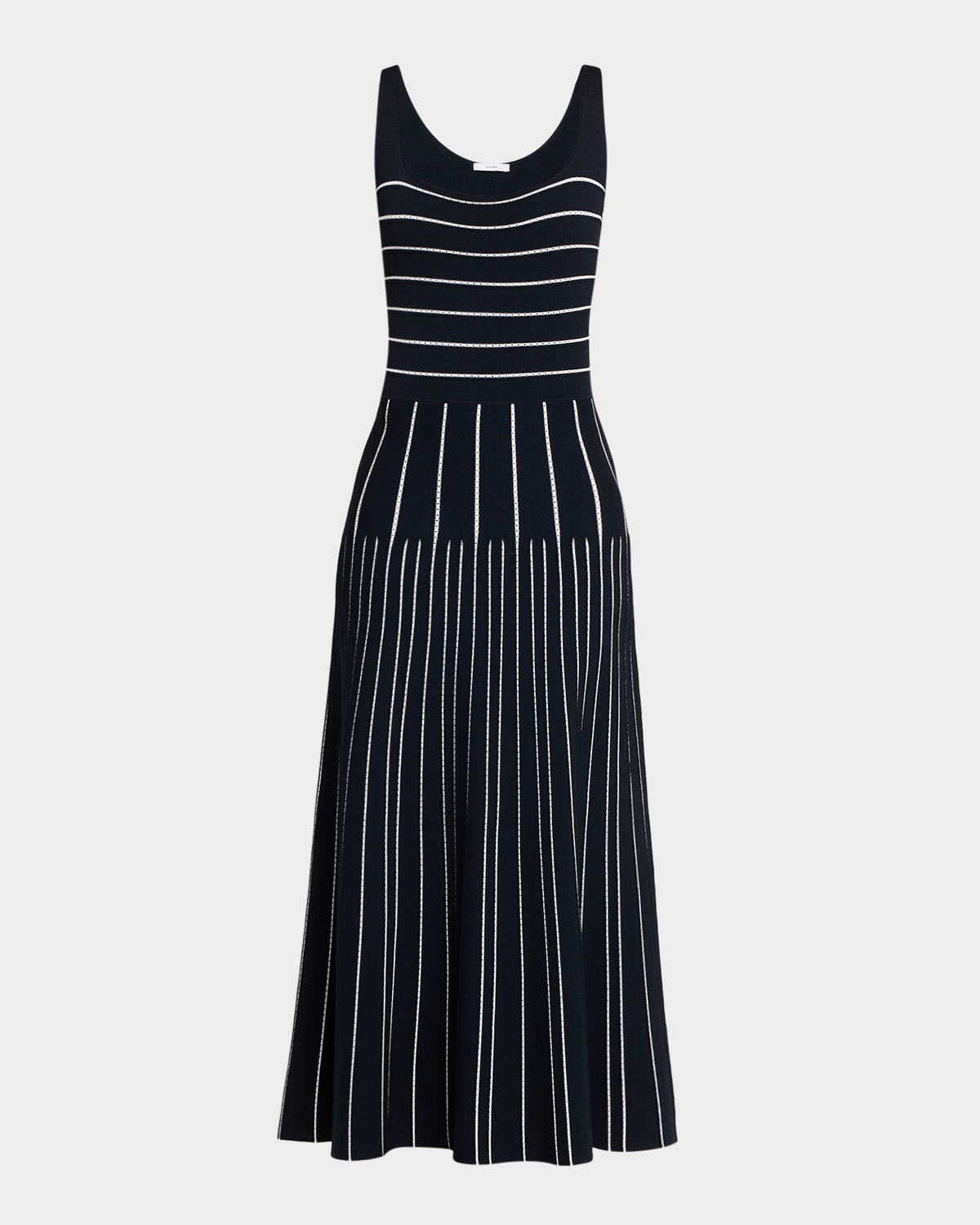 Adam Lippes Gemma Pointelle Striped Knit Sleeveless Maxi Dress