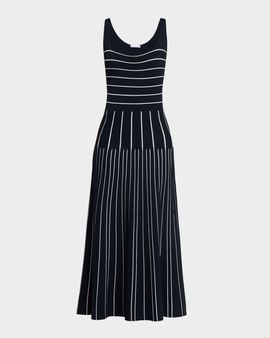 Adam Lippes Gemma Pointelle Striped Knit Sleeveless Maxi Dress