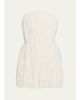 Adam Lippes Isla Pleated Delp Silk Strapless Top - 1