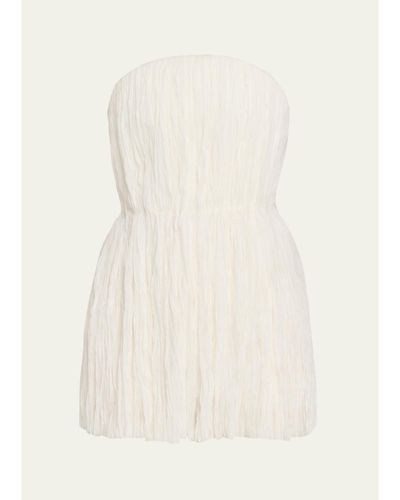 Adam Lippes Isla Pleated Delp Silk Strapless Top