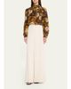 Adam Lippes Joan Floral Silk Neck Scarf Long-Sleeve Top - 2