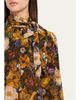 Adam Lippes Joan Floral Silk Neck Scarf Long-Sleeve Top - 5