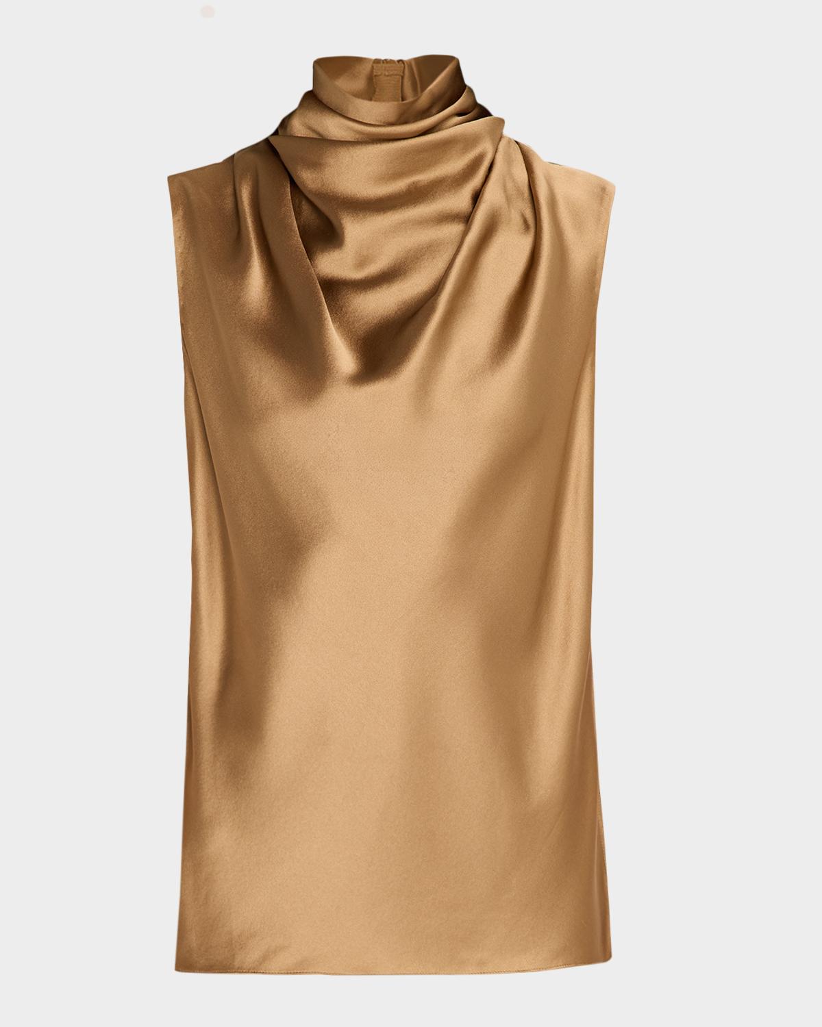 Adam Lippes Kaia Sleeveless Cowl-Neck Silk Top