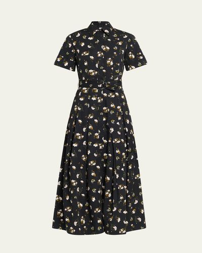Adam Lippes Leighton Floral-Print Belted Midi Shirtdress
