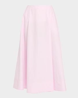 Adam Lippes Rene Cotton Poplin A-Line Midi Skirt
