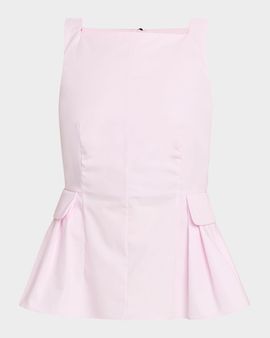 Adam Lippes Soleil Sleeveless Cotton Peplum Top